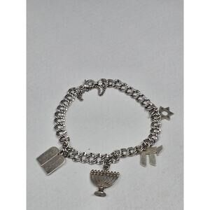 Vtg James Avery 925 Jewish Charm Bracelet Rare Retired Charm